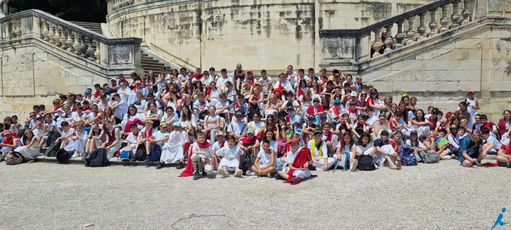 la belle harangue aux arènes avec collégiens vestric