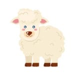 Cute woolly sheep farm animal icon isolated