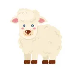 Cute woolly sheep farm animal icon isolated